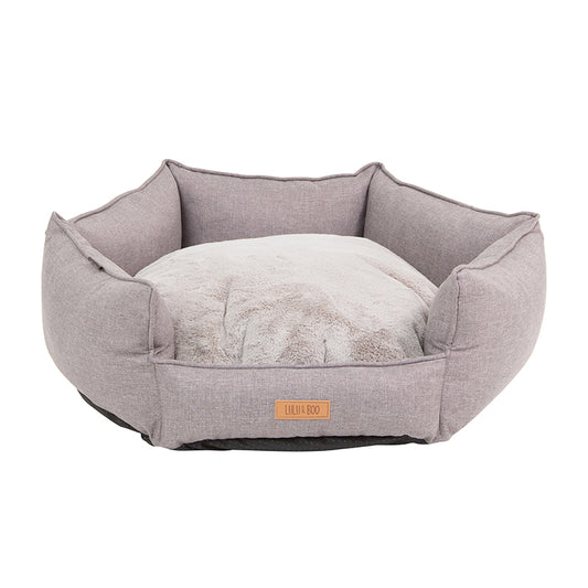 Low Front Hexagonal Grey Bed with Removable Cushion