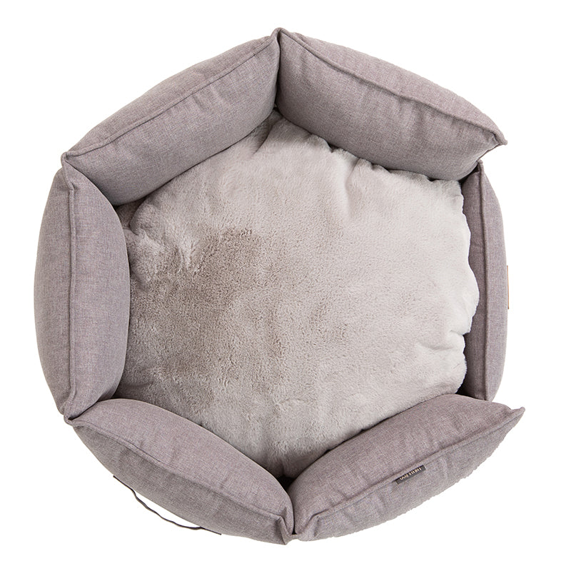 Low Front Hexagonal Grey Bed with Removable Cushion