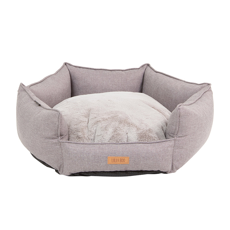 Low Front Hexagonal Grey Bed with Removable Cushion