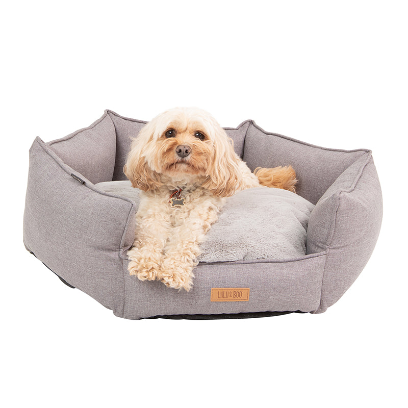 Low Front Hexagonal Grey Bed with Removable Cushion